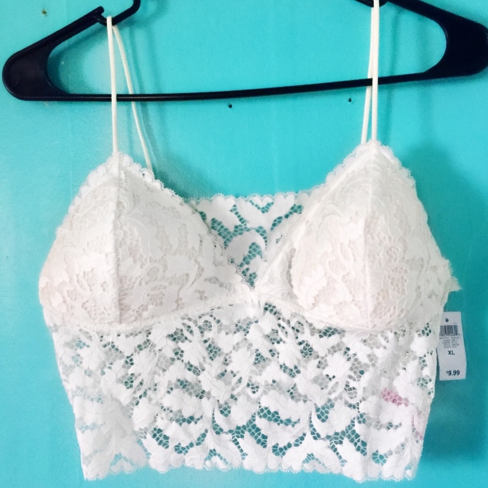 Rue21 White Padded Lace Bralette Crop Top
